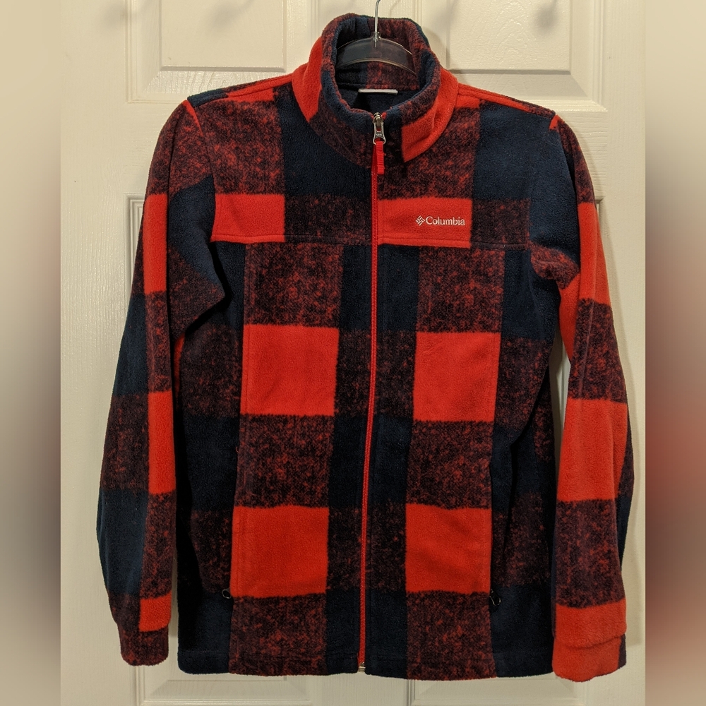 Columbia Red and Black Buffalo Plaid Fleece Jacket - Kids